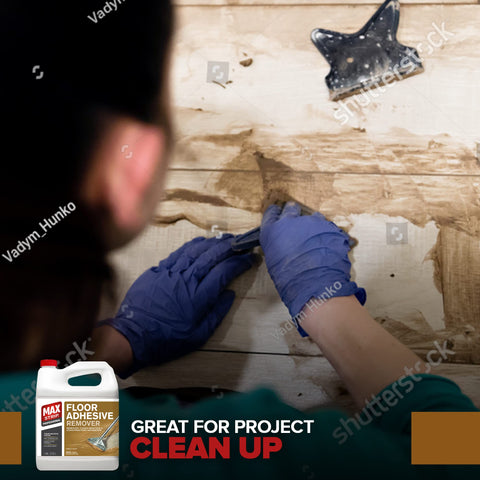 Max Strip Easy Scrape Action demonstrates clean removal of loosened adhesives with a scraper.