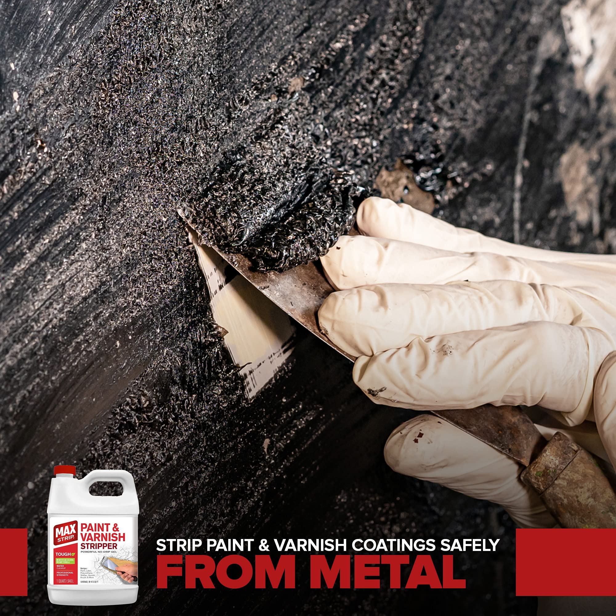 No-drip gel formula label highlights controlled, mess-free application of Max Strip.