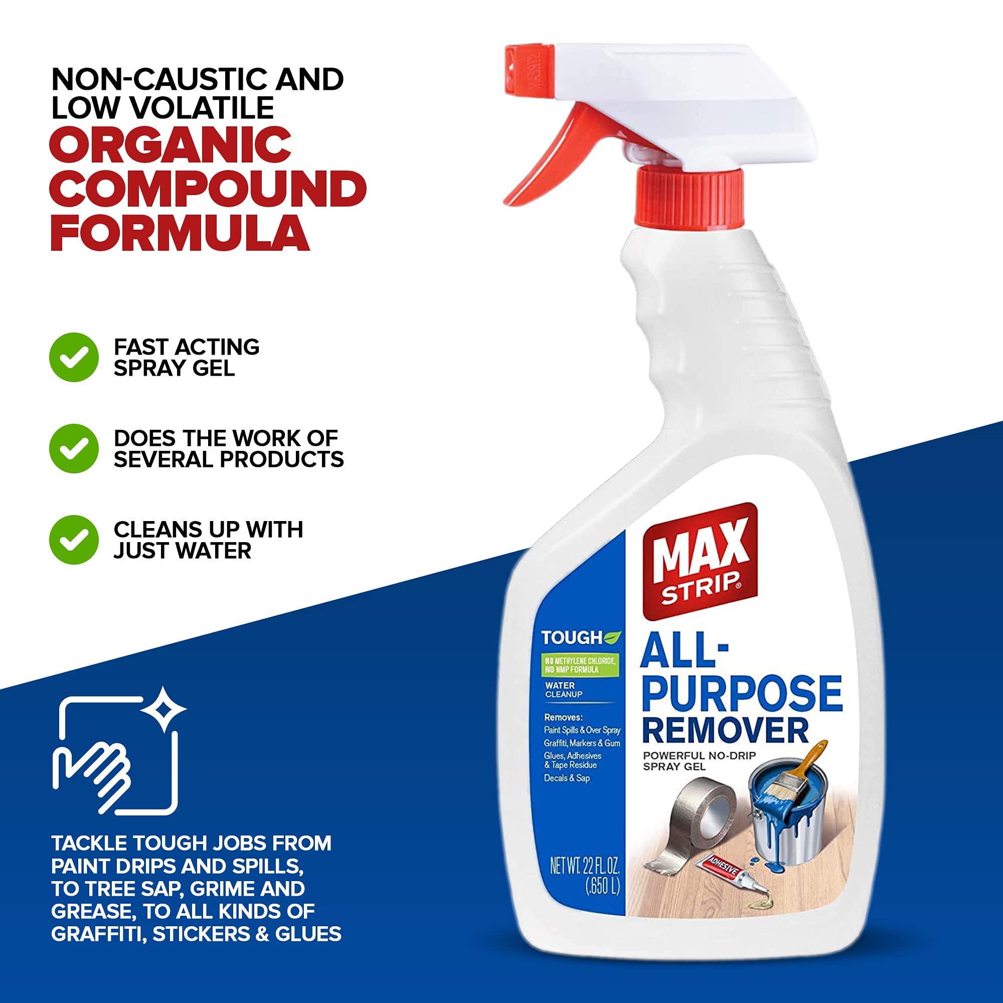 Max Strip no-drip spray gel applied to brick shows fast, easy surface cleanup