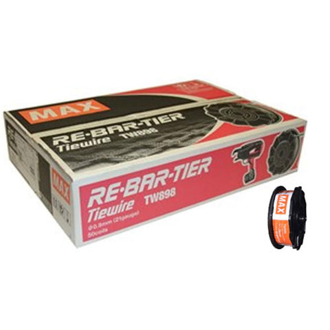 Max TW898 rebar tie wire roll in black 21ga for secure rebar ties