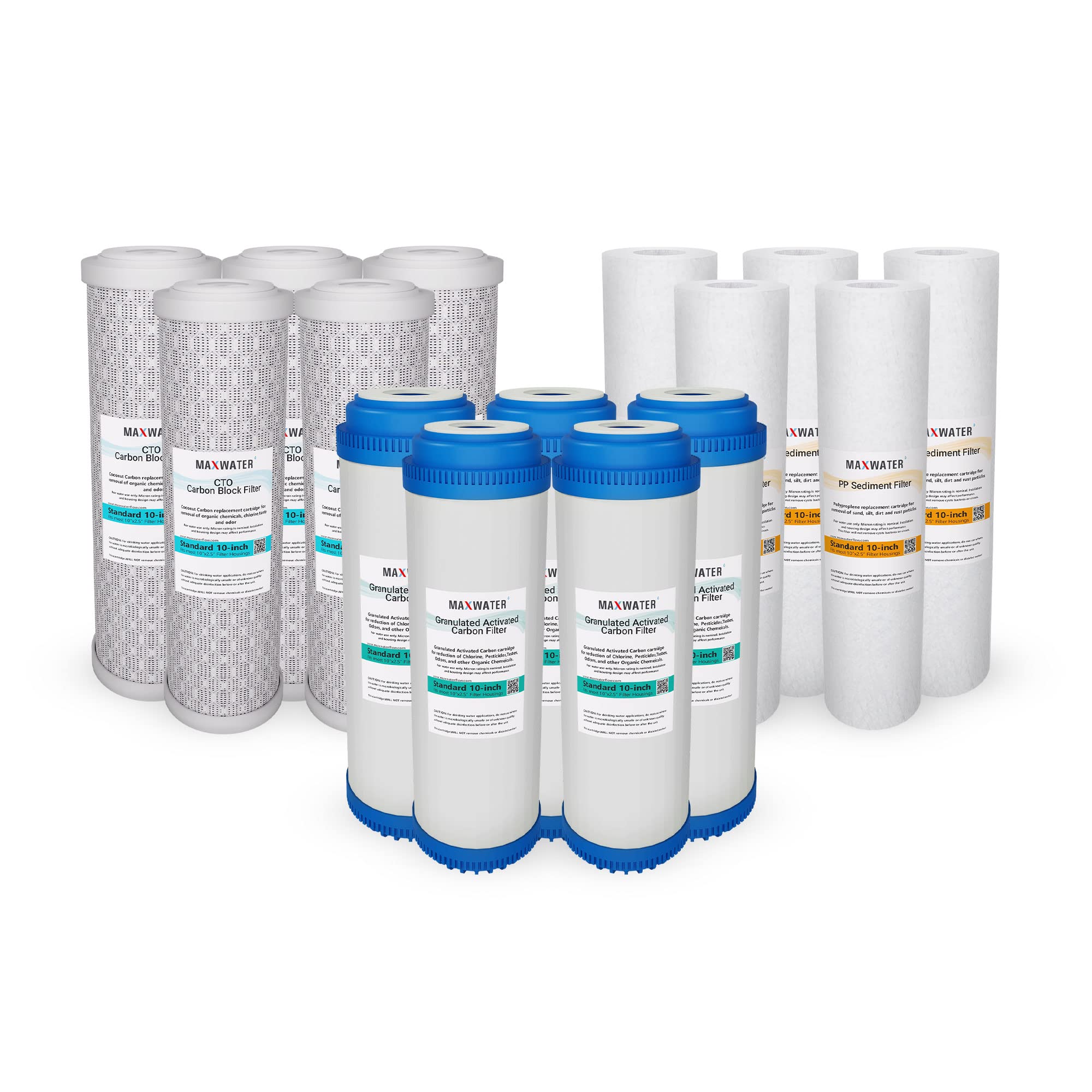 Max Water replacement filter set packaging for easy ordering and setup.