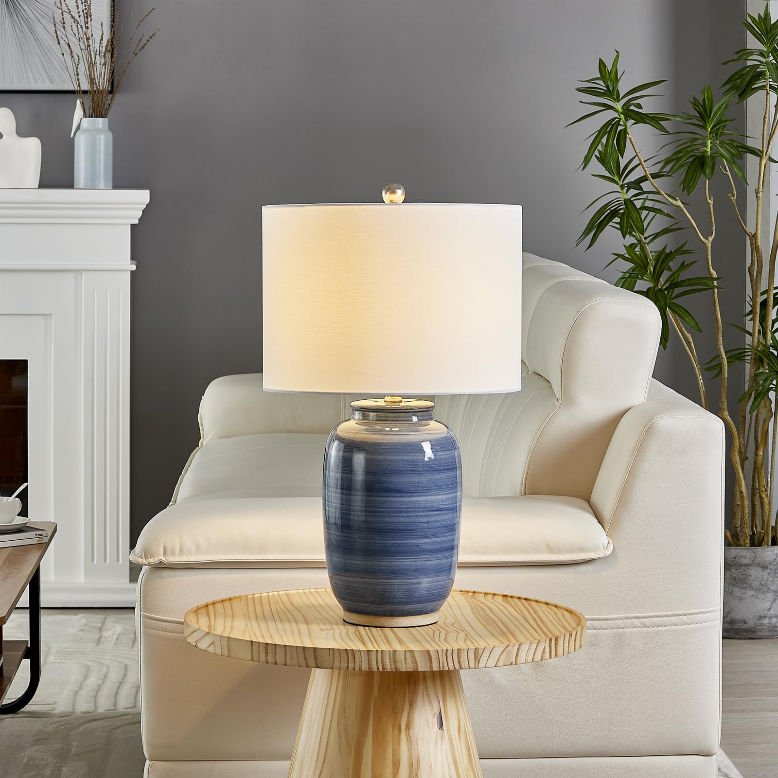 Maxax white fabric shade diffuses light to reduce eye strain