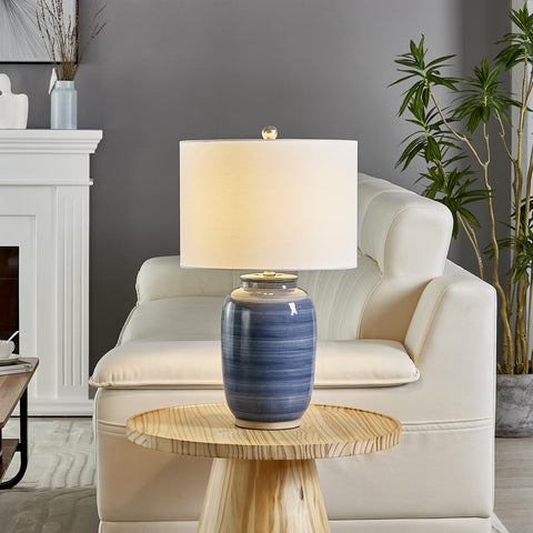 Maxax white fabric shade diffuses light to reduce eye strain