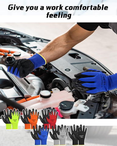 Maxcheck rubber coated gloves grip texture in action during work tasks