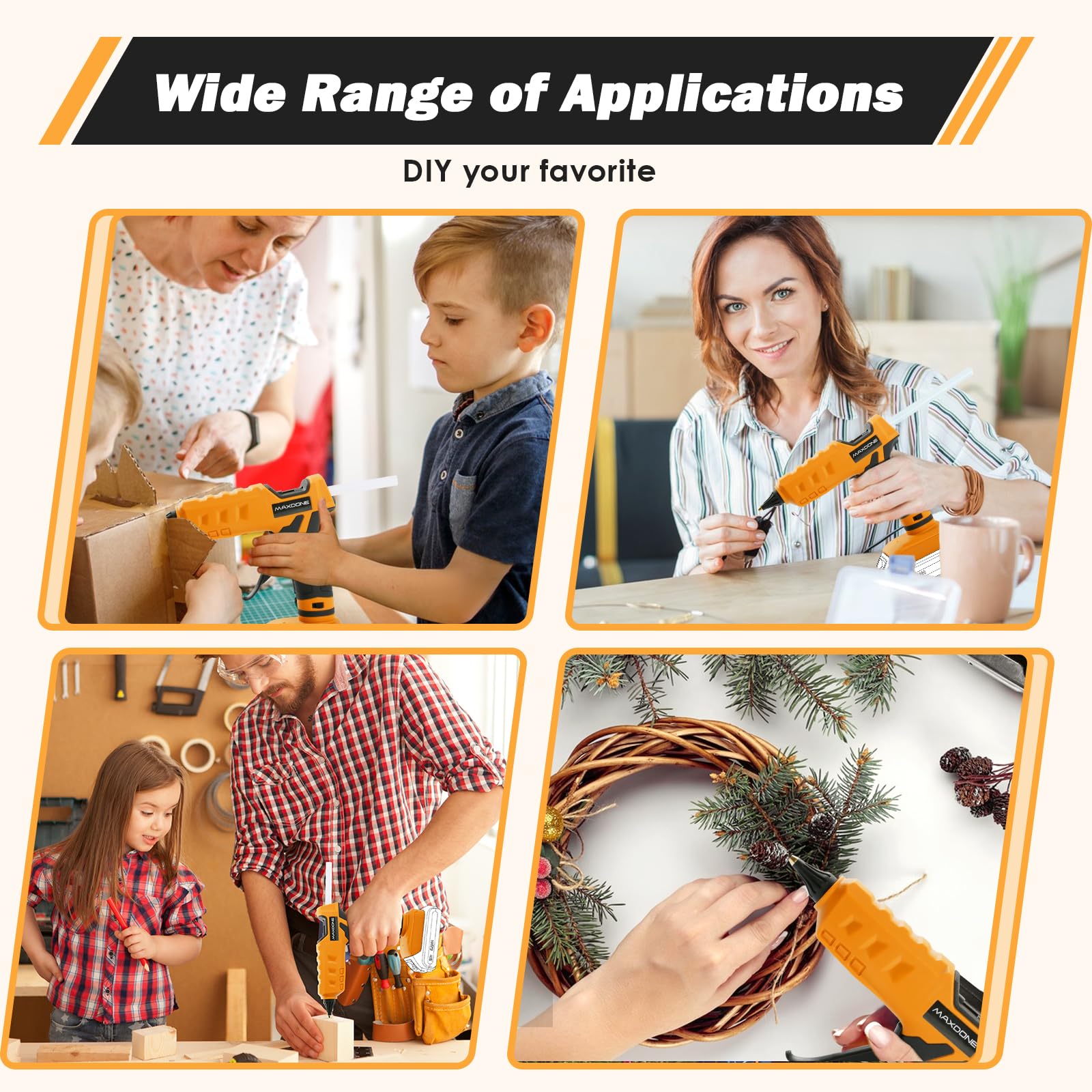 MAXDONE 6 year warranty on the cordless glue gun for durability
