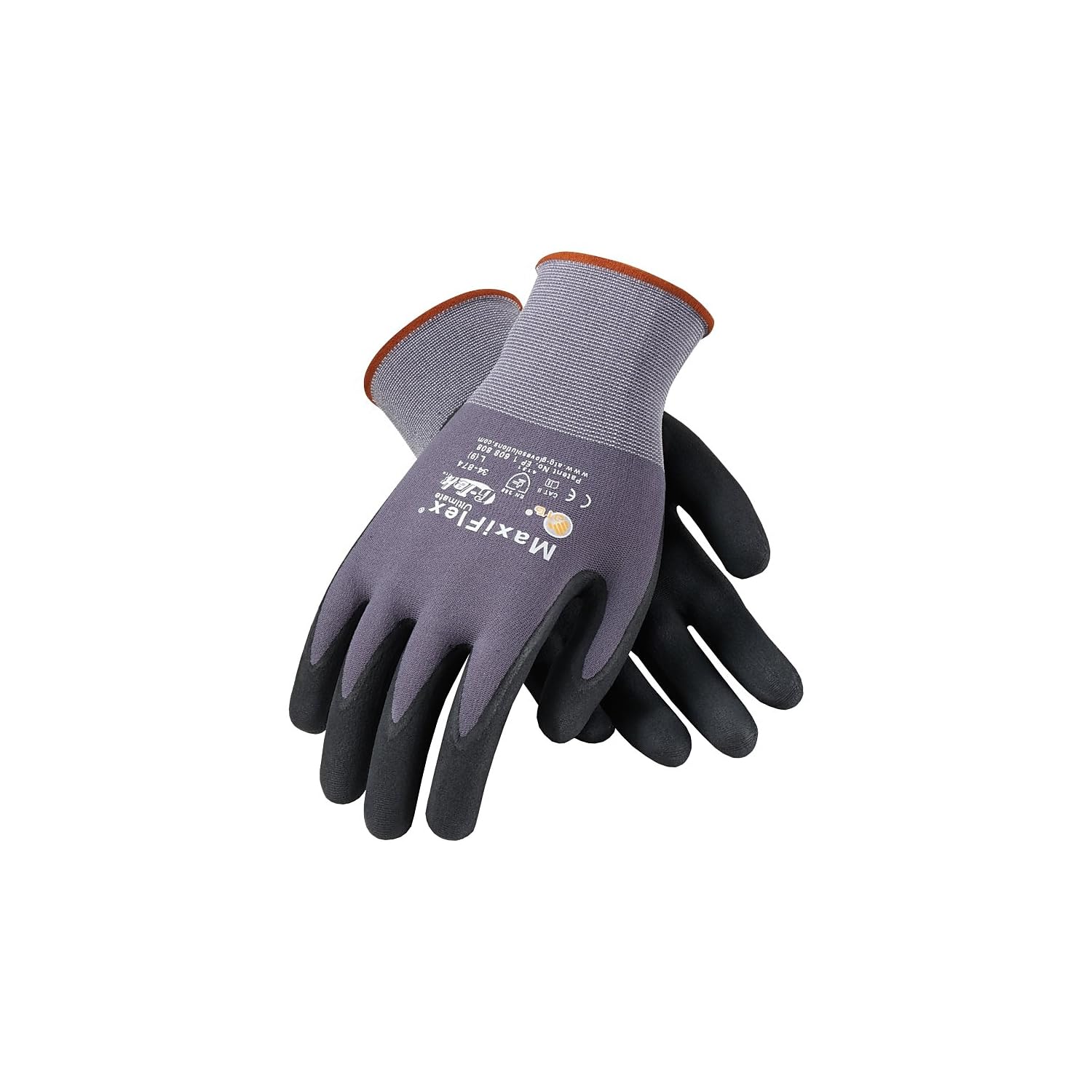 MaxiFlex glove with nitrile micro-foam grip for controlled grip on dry tasks