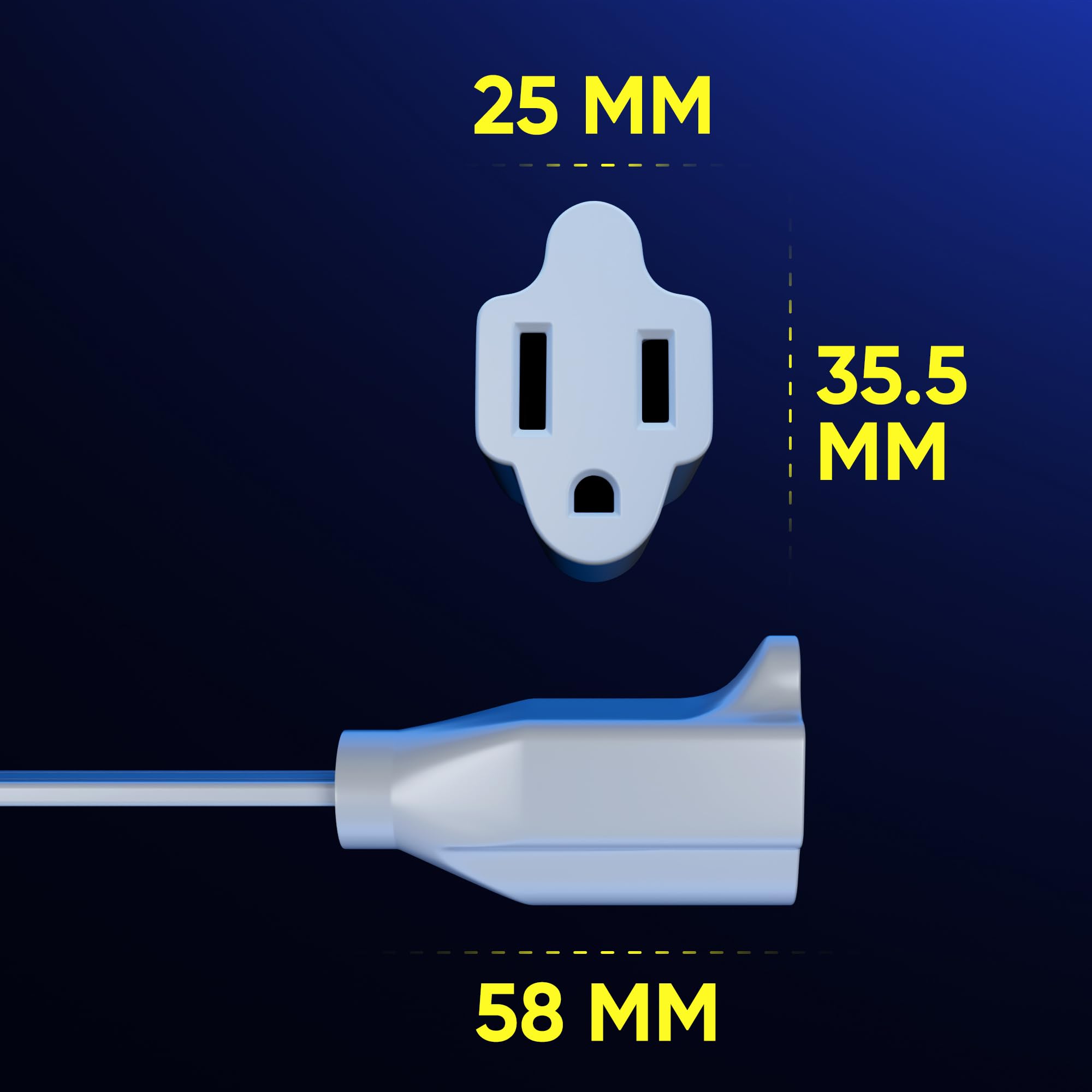 Maximm 360-degree rotation demonstrates flexible plug orientation for neat power routing.
