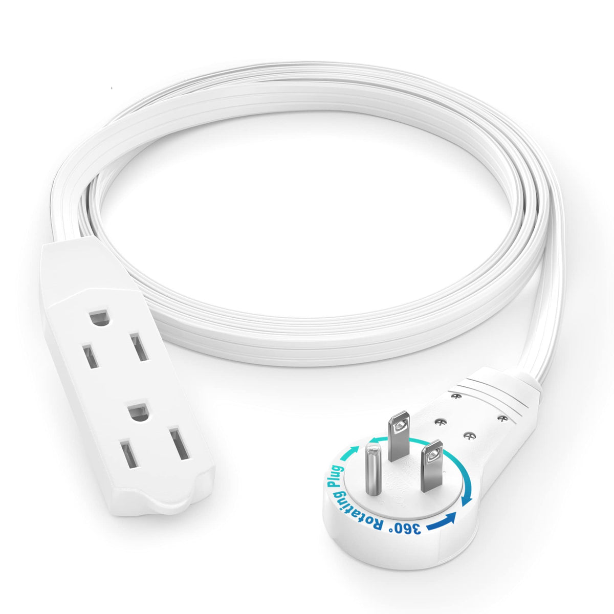 Maximm 360° rotating plug for flexible placement behind furniture.