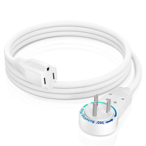 Maximm 3ft 14AWG extension cord with 360° rotating plug for flexible outlet access.