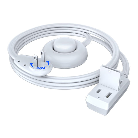 Maximm 3ft extension cord with rotating plug for flexible outlet placement.
