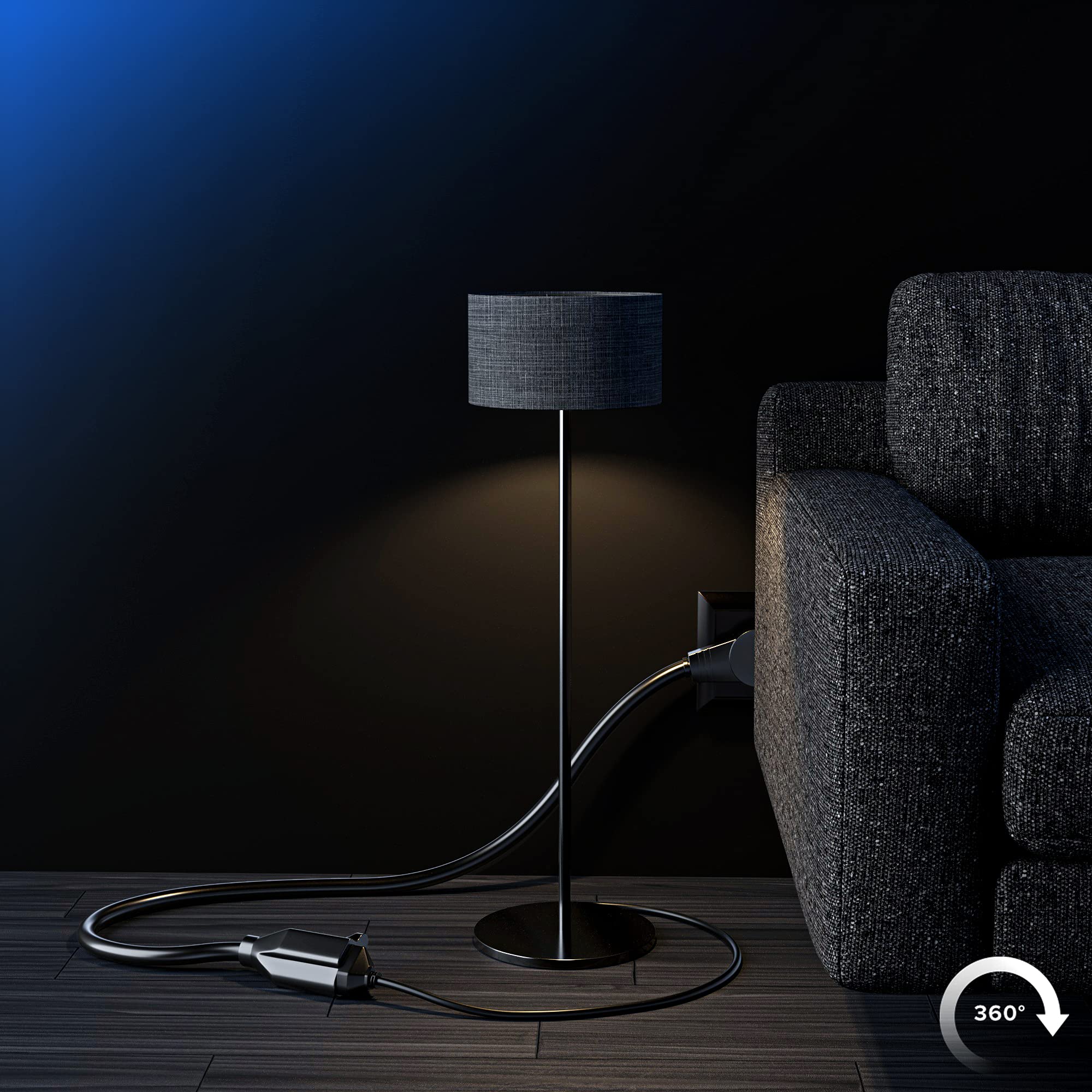 Maximm black 3-prong grounded cord highlighting durability and style.