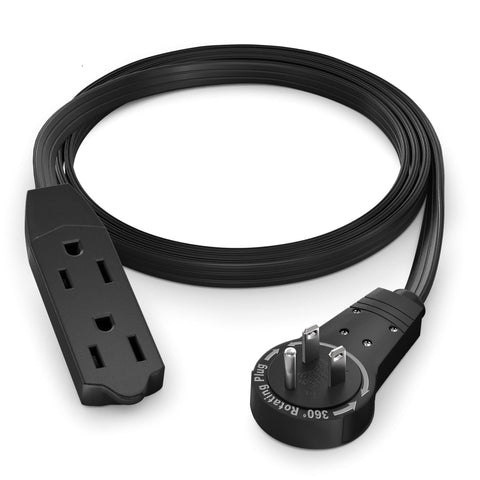Maximm 3ft extension with 360° rotating flat plug fits tight spaces.