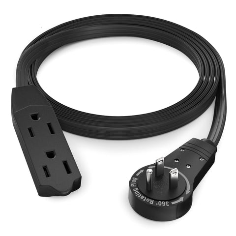 Maximm cable 4ft rotating flat plug demonstrates space-saving design for tight spaces.