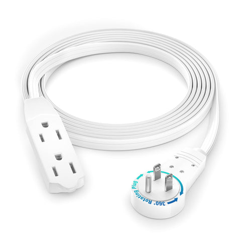 Maximm Cable 6 ft with 360° rotating plug showing space-saving design behind furniture