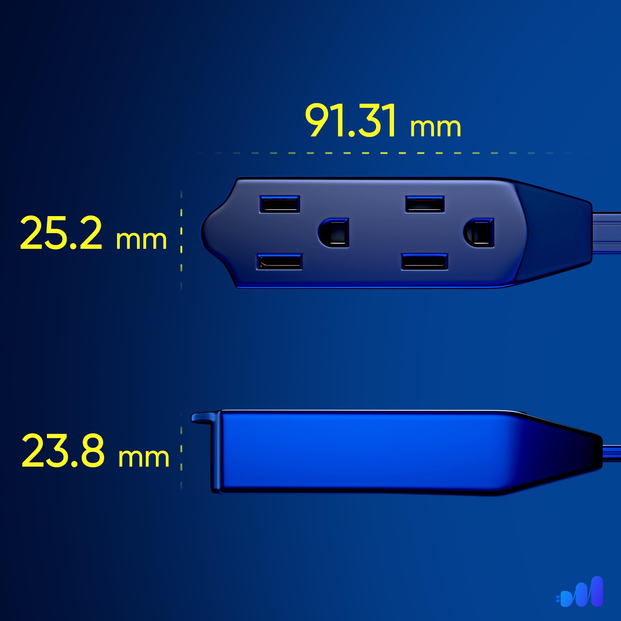 Maximm Cable flat plug tucked behind furniture saves space