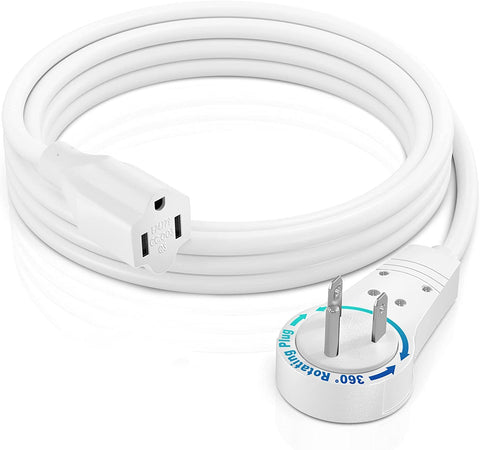 Maximm extension cord with a 360° rotating plug for flexible outlet access.