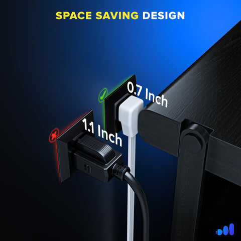 Maximm extension cord flat plug 3-prong, keeps outlets accessible in tight spaces