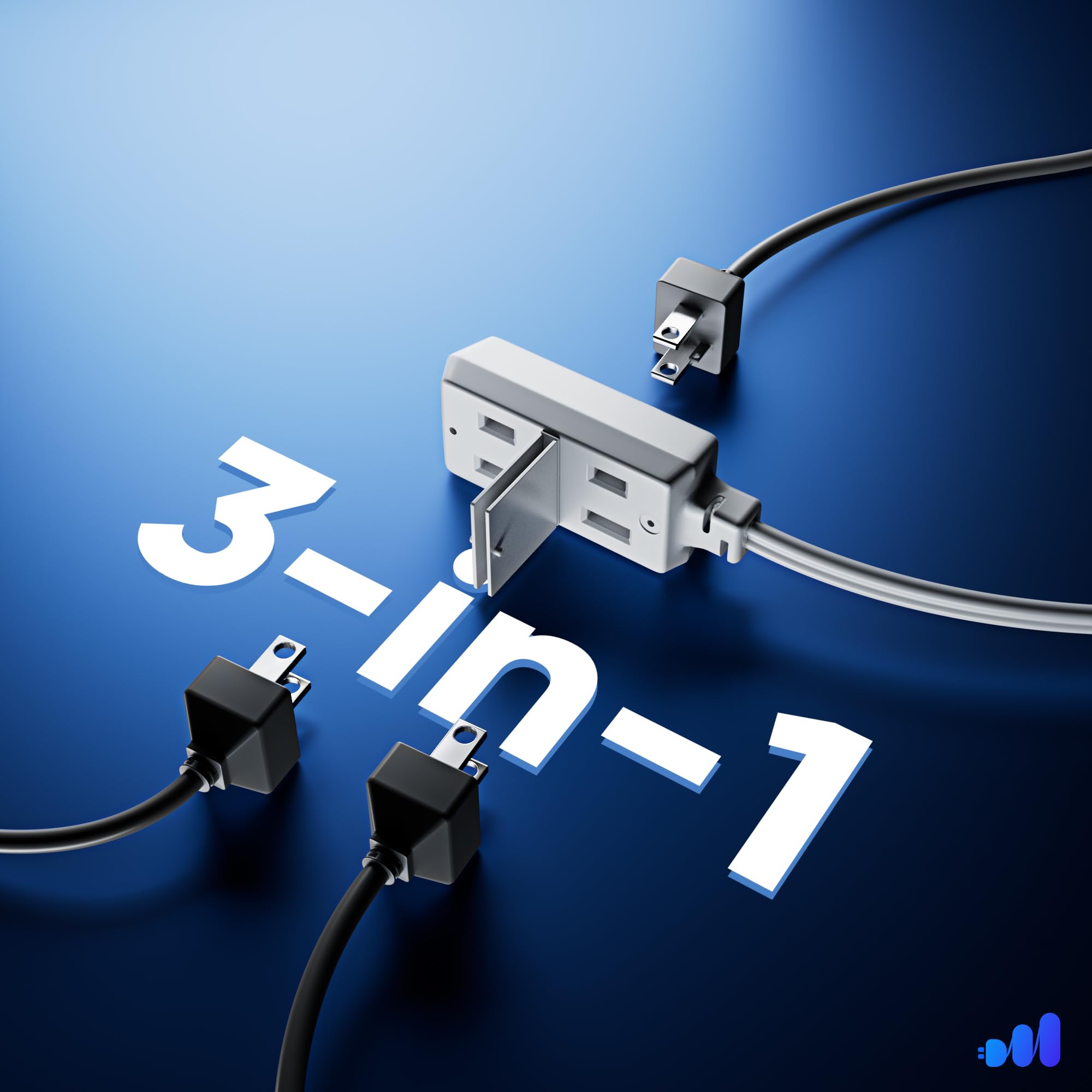 Maximm extension cord with built-in safety cover protects unused outlets.