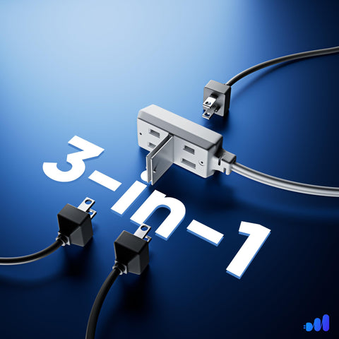 Maximm extension cord with built-in safety cover protects unused outlets.