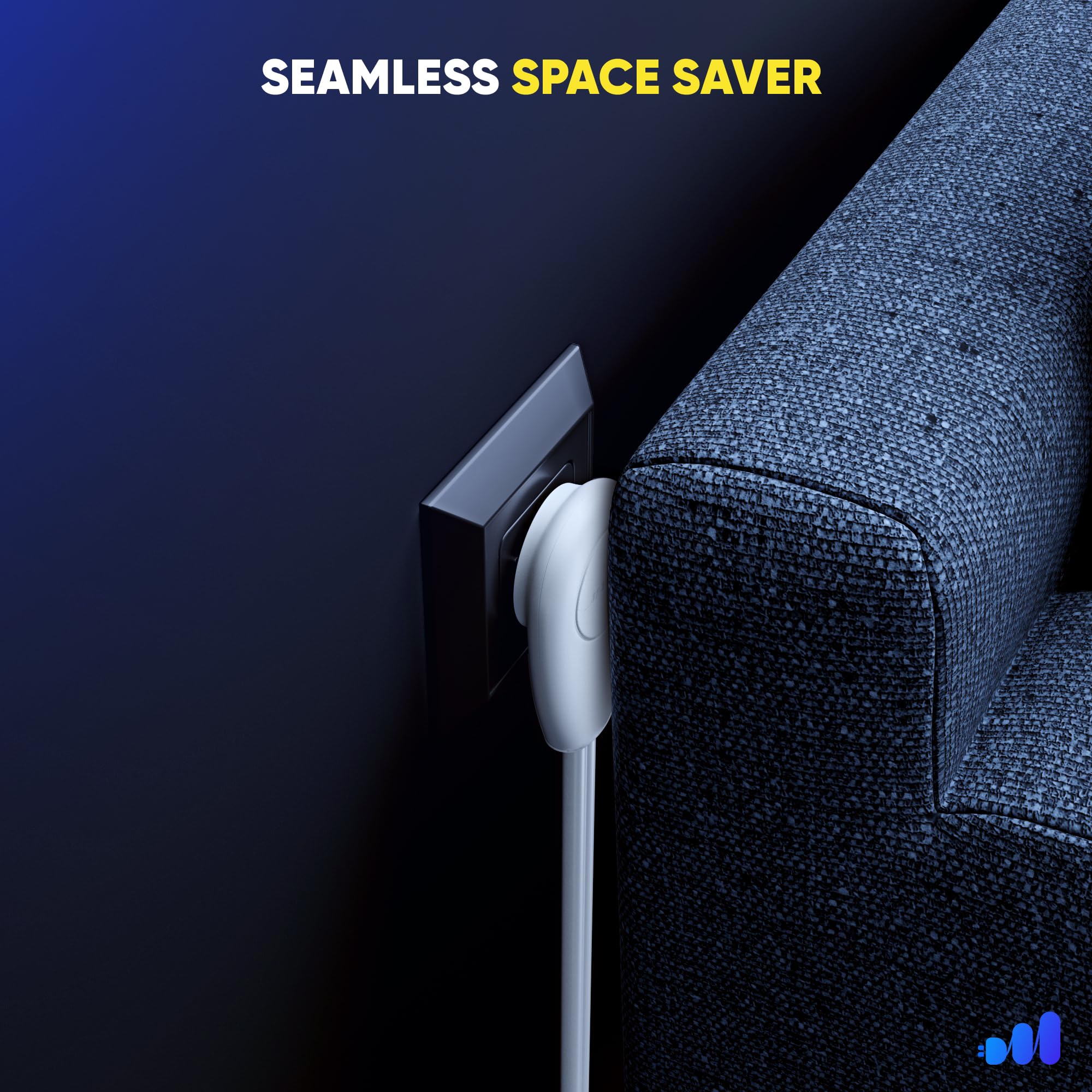 Maximm extension cord with two outlets for multi-device setup.