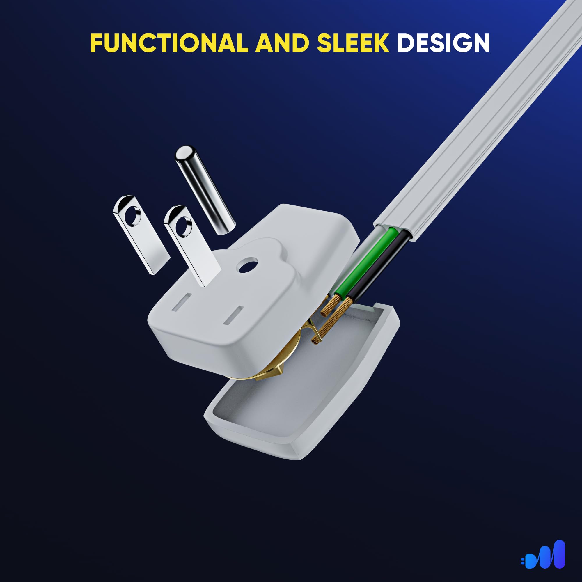 Maximm extension cord with white jacket, durable insulation for daily home and office use