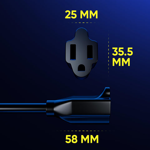 Maximm flat plug design suitable for walls and tight spaces.