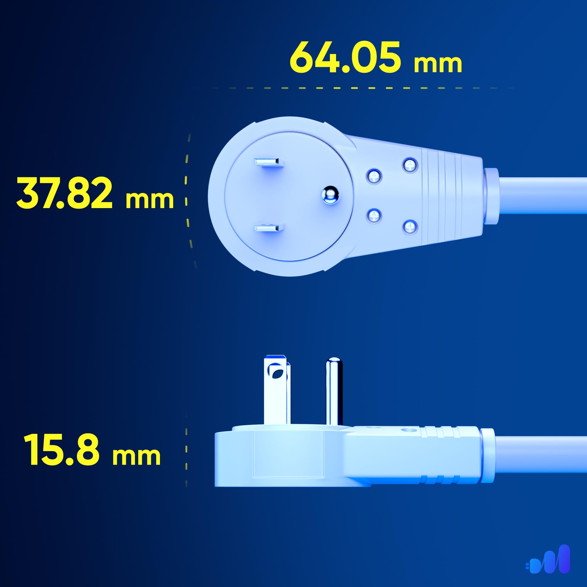 Maximm 3-prong grounded design enhances safety during use.