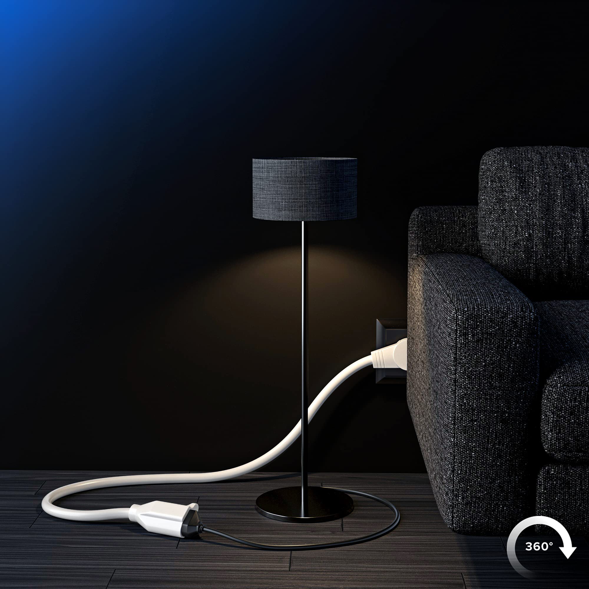 Maximm 6 ft white cord keeps living spaces organized.