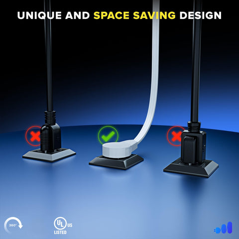 Maximm space-saving cord behind desk keeps areas clear