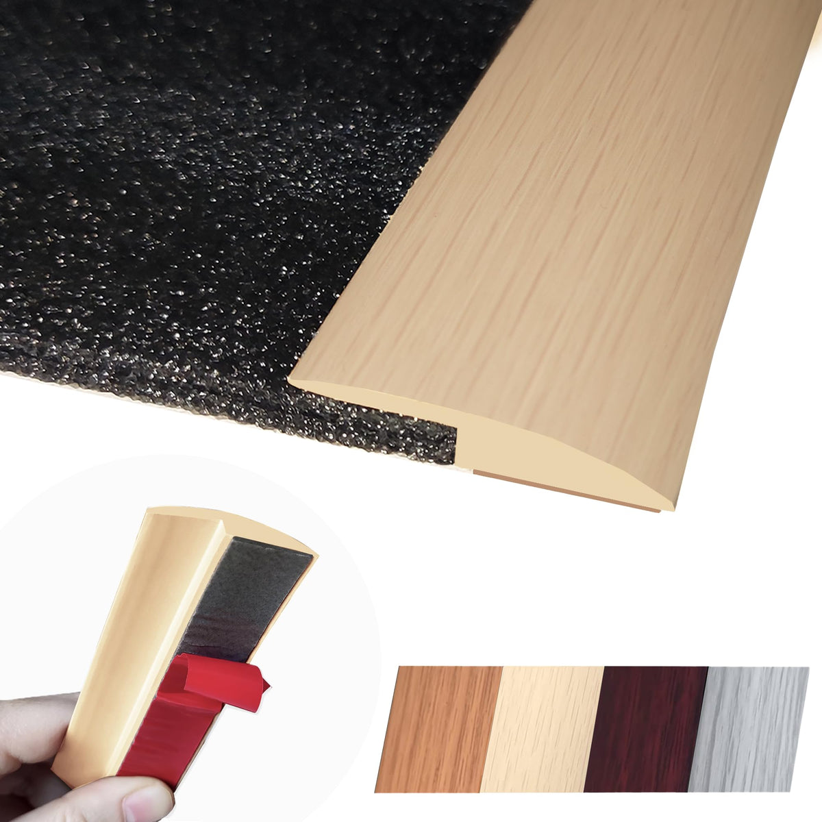 Maxiroc floor transition strip showing adhesive technology for seamless joins