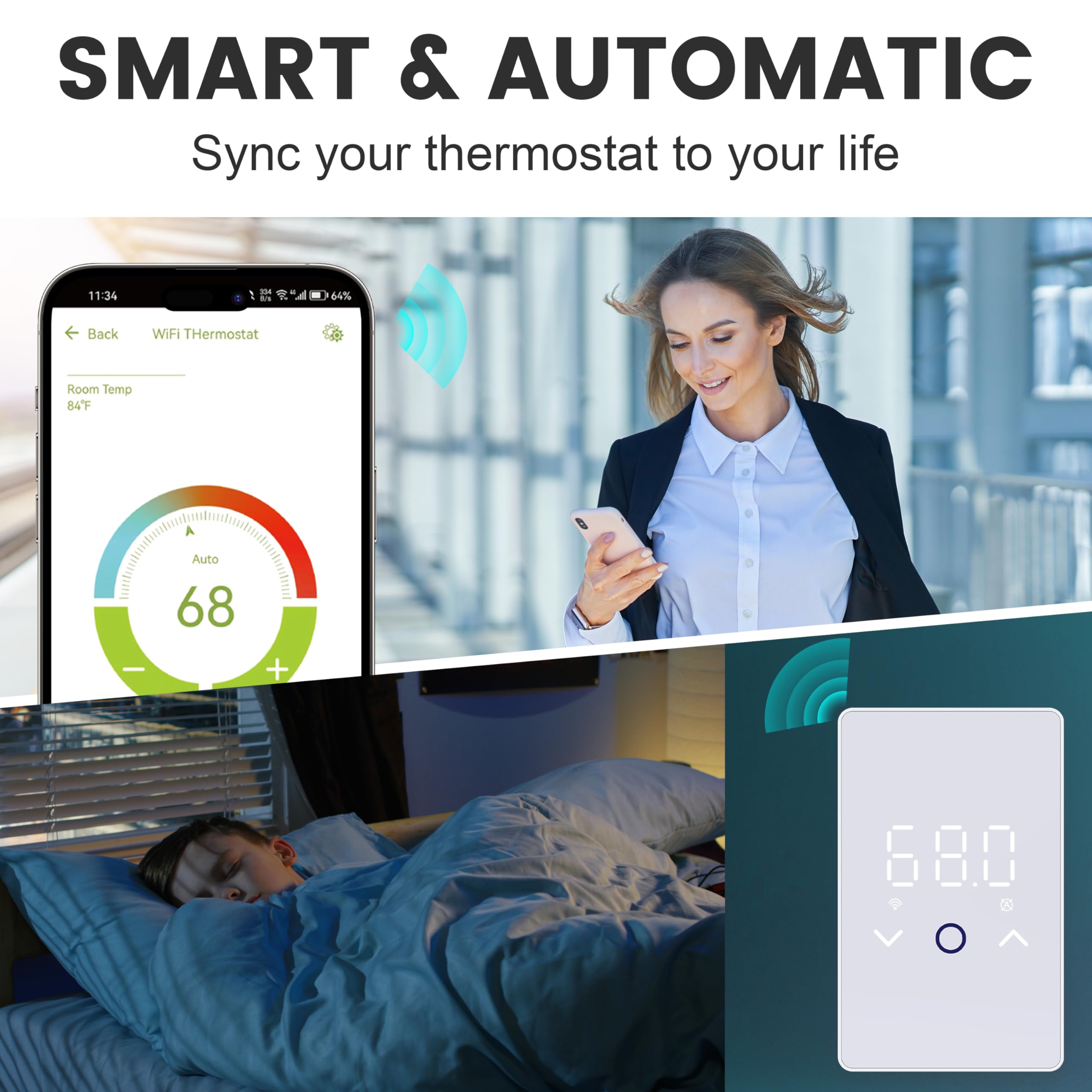 MAXKOSKO floor sensor 15 ft provides reliable temperature readings for consistent warmth.