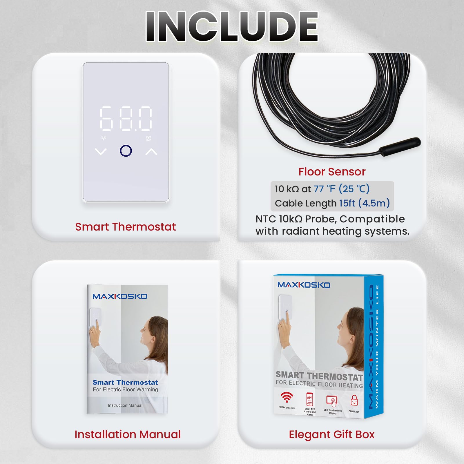 MAXKOSKO remote control via smartphone keeps you warm from anywhere.