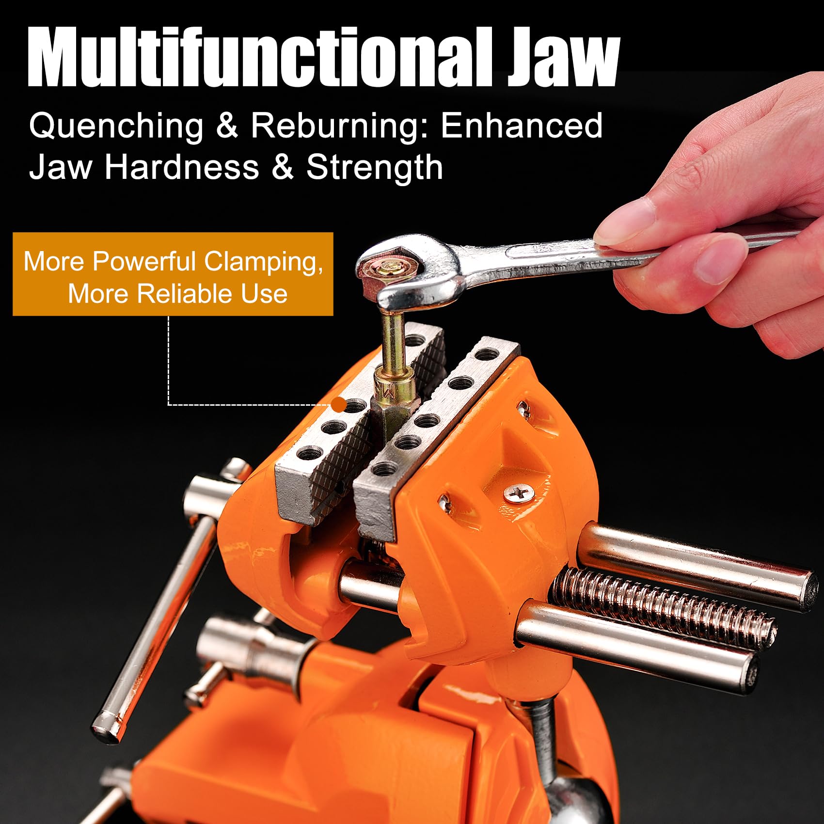 MAXMAN vise head tilts 45 degrees for flexible clamping positions