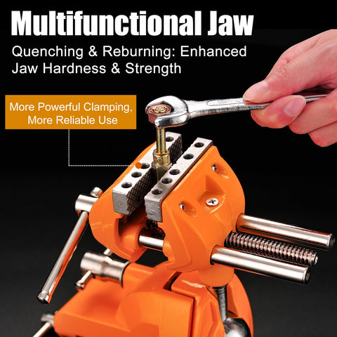 MAXMAN vise head tilts 45 degrees for flexible clamping positions