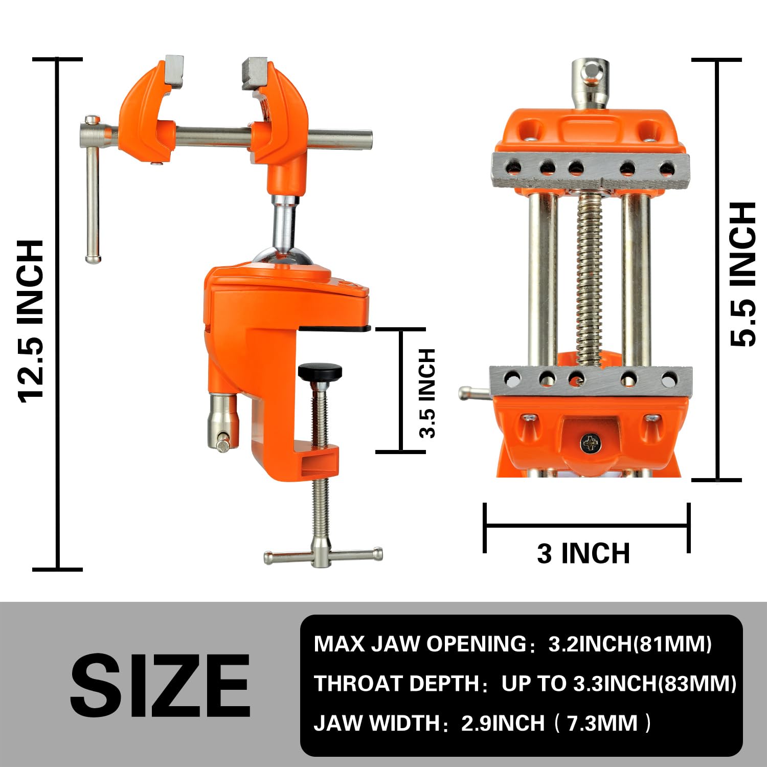 MAXMAN clamp bench vise 360-degree swivel enables versatile angle work