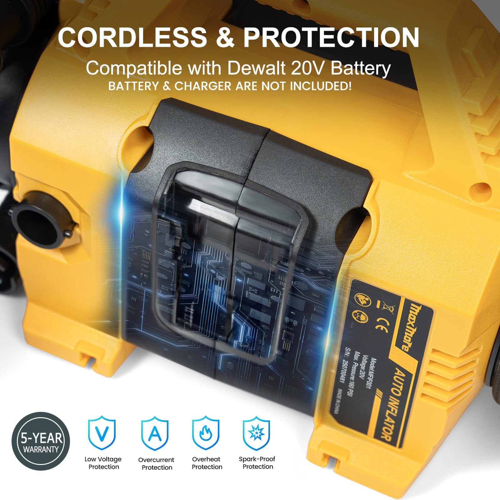 MaxMore inflator auto shut-off ensures accurate PSI without constant monitoring