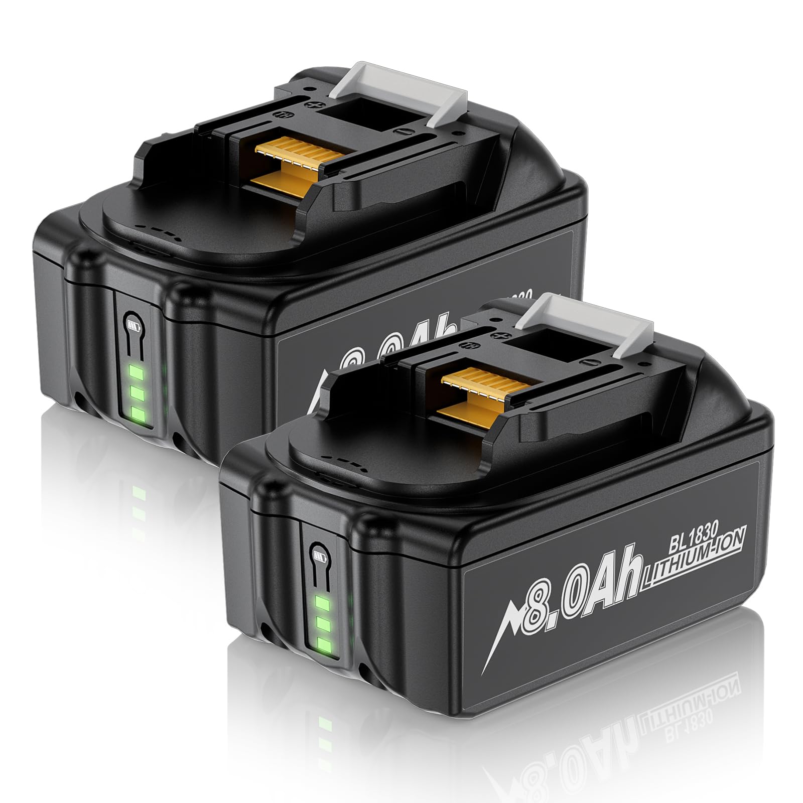 Maxofpowr 18V 8.0Ah battery for Makita BL1860B with extended runtime.