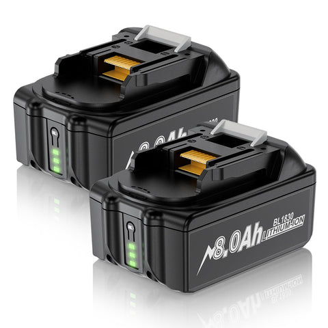 Maxofpowr 18V 8.0Ah battery for Makita BL1860B with extended runtime.