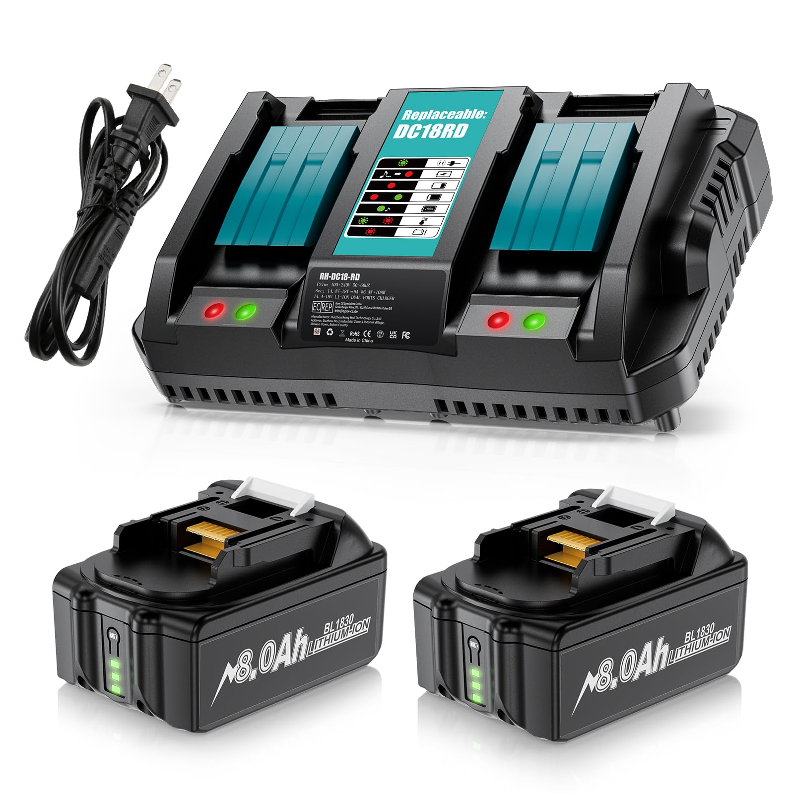 Maxofpowr 8Ah battery pack for Makita tools with long-lasting power.