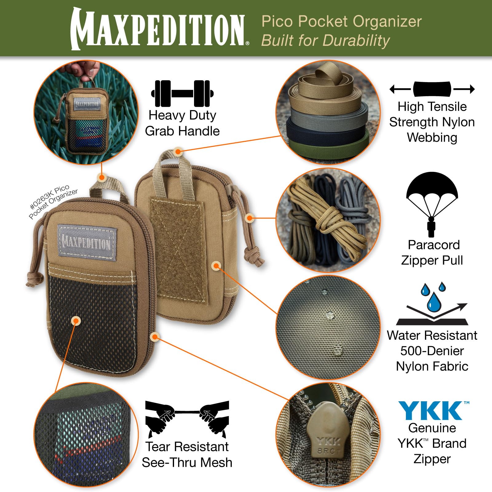 Maxpedition Pico Pocket Organizer interior elastic loops for secure tools