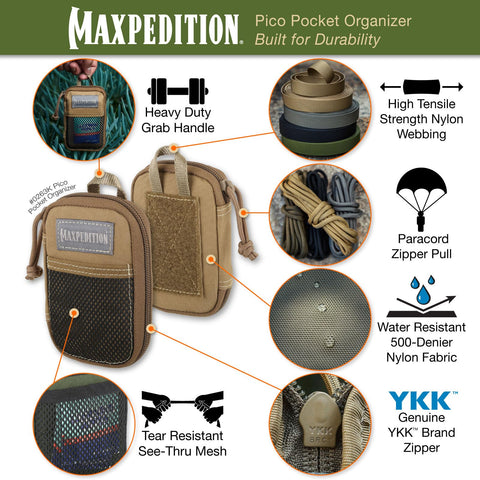 Maxpedition Pico Pocket Organizer interior elastic loops for secure tools