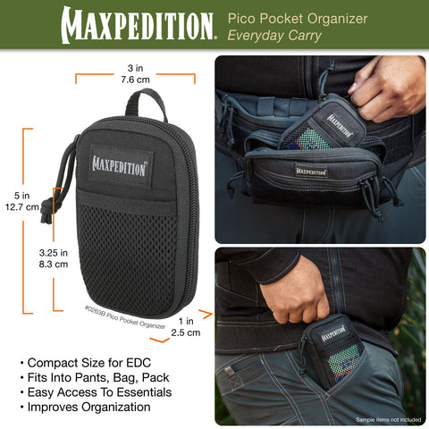 Maxpedition Pico Pocket Organizer interior layout keeps gear organized for fast access.