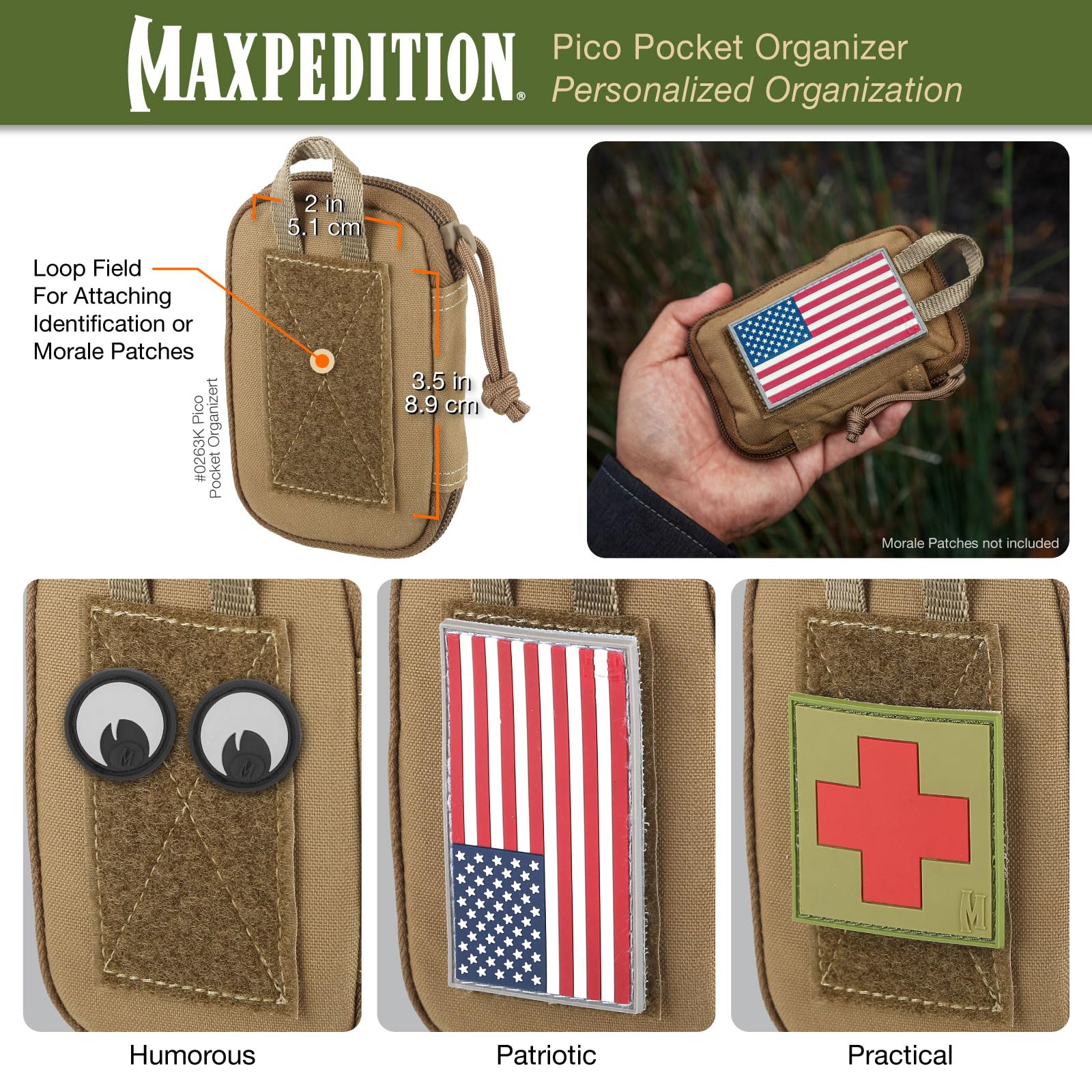 Maxpedition Pico Pocket Organizer rear patch area for ID or morale patches