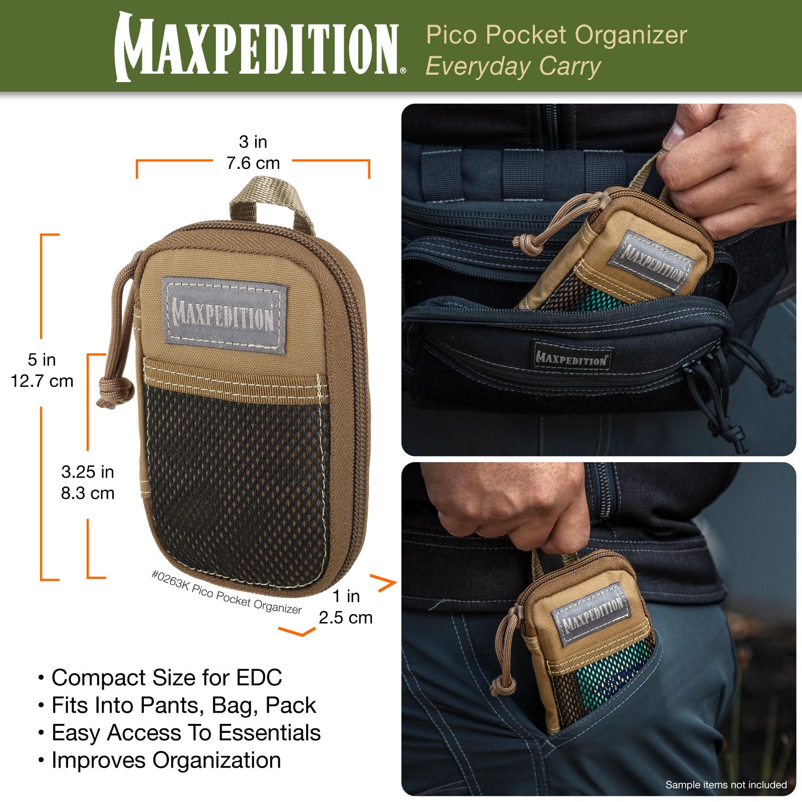 Maxpedition Pico Pocket Organizer durable nylon construction with water resistance
