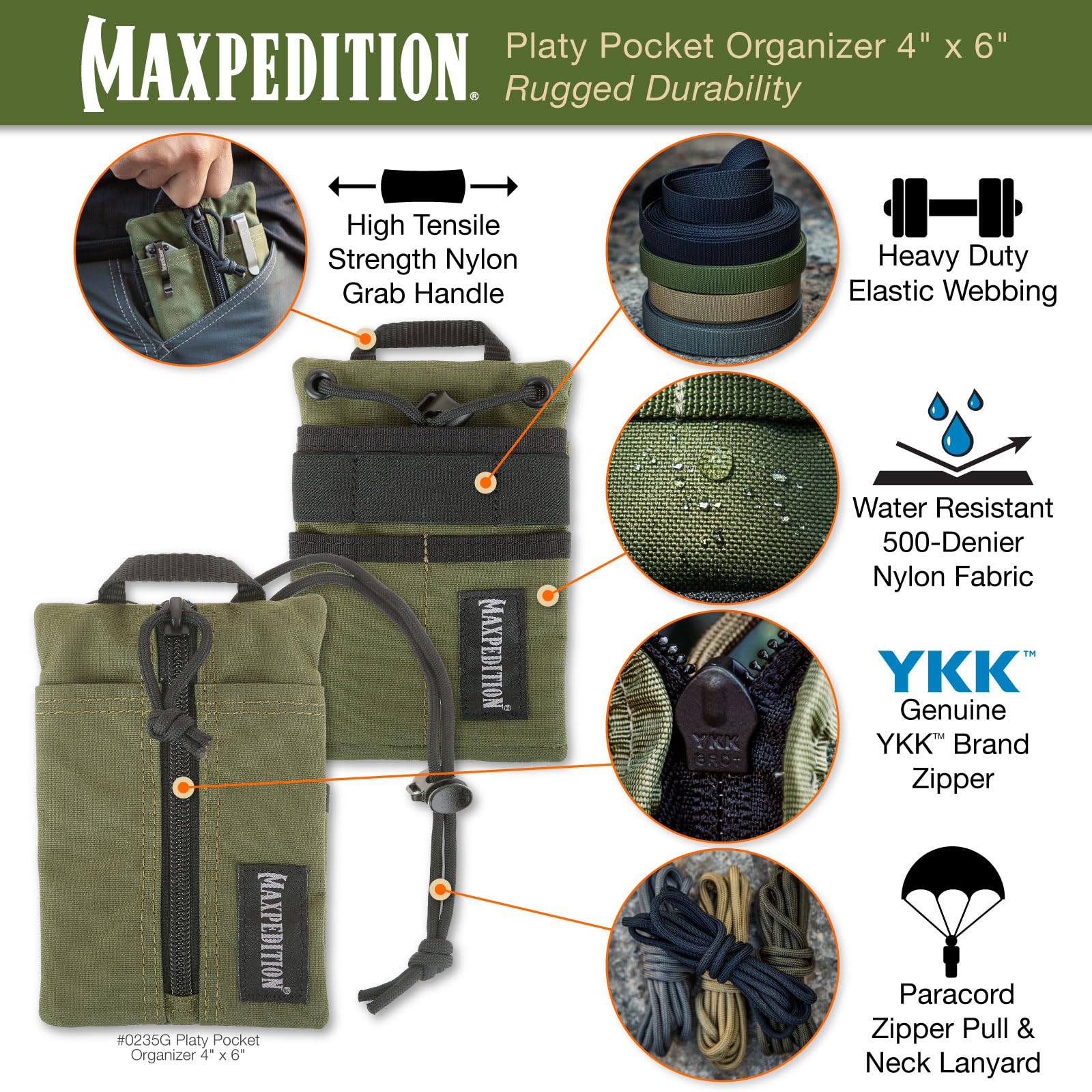 Maxpedition Platy Pocket Organizer slim profile fits discreetly in pockets for everyday use