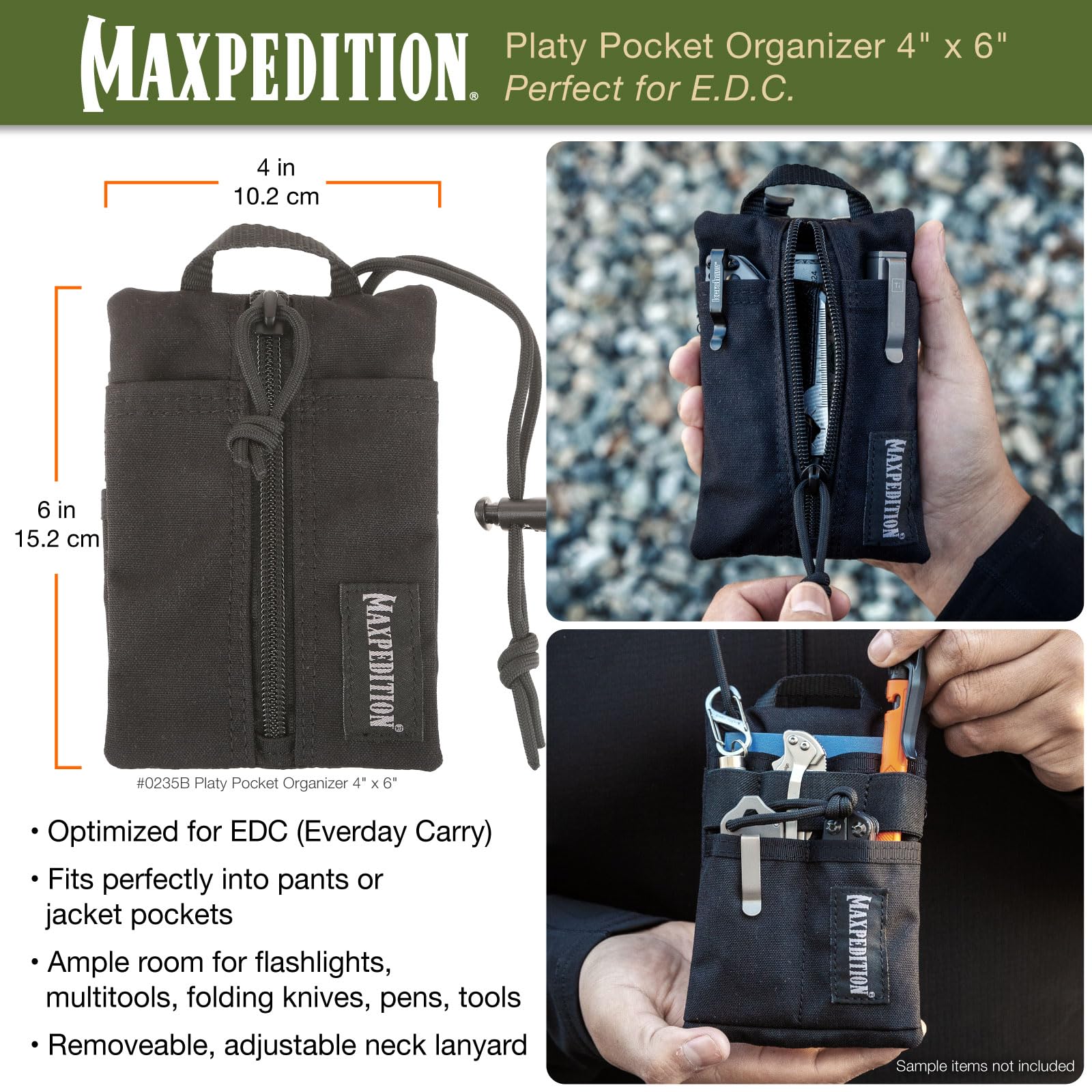 Maxpedition Platy Pocket Organizer back view with streamlined silhouette