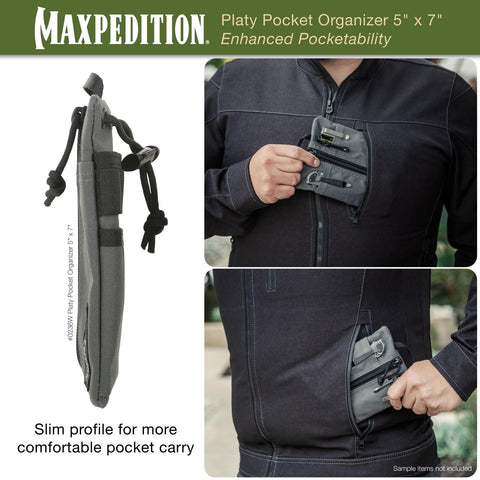 Maxpedition Platy Pocket Organizer showing adjustable barrel lock and lanyard.