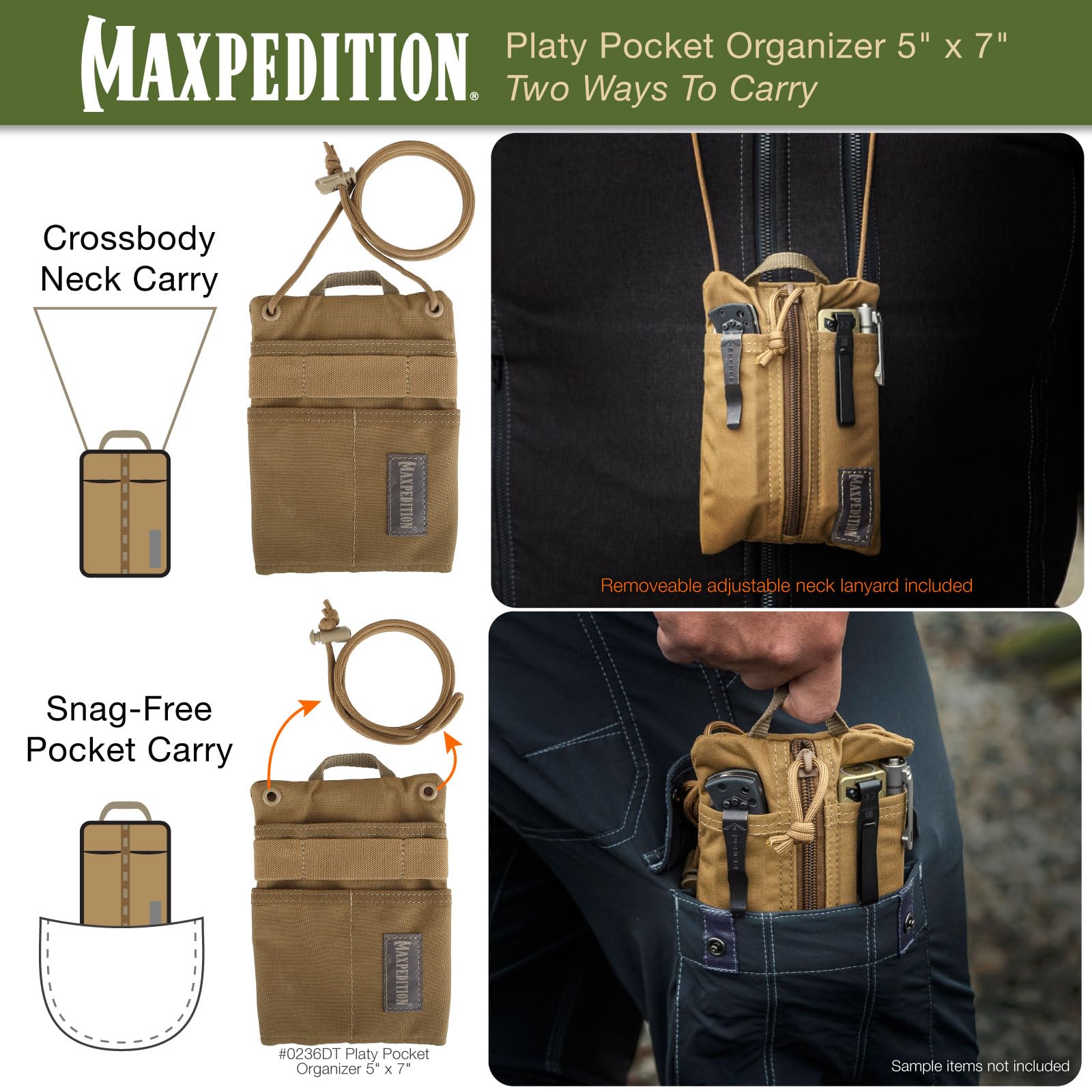 Maxpedition Platy Pocket Organizer open compartments help organize daily tools.