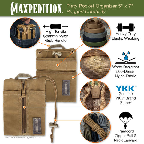 Maxpedition Platy Pocket Organizer paracord-lanyard removable enables crossbody or neck carry.