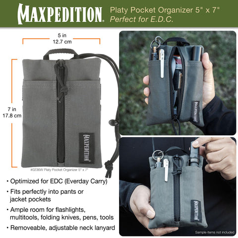 Maxpedition Platy Pocket Organizer with paracord lanyard for versatile carry.